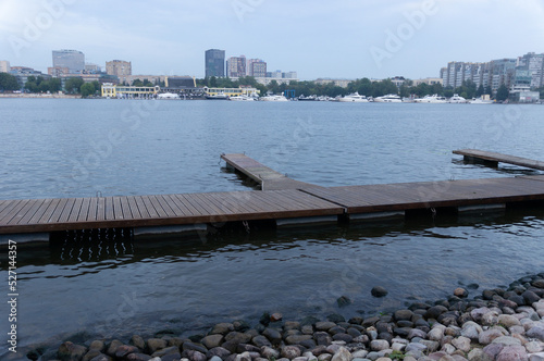 View of the Khimki reservoir from the Pokrovsky Coast - Pokrovskoye-Streshnevo - Moscow Park. River navigation, recreational water transport and watersports