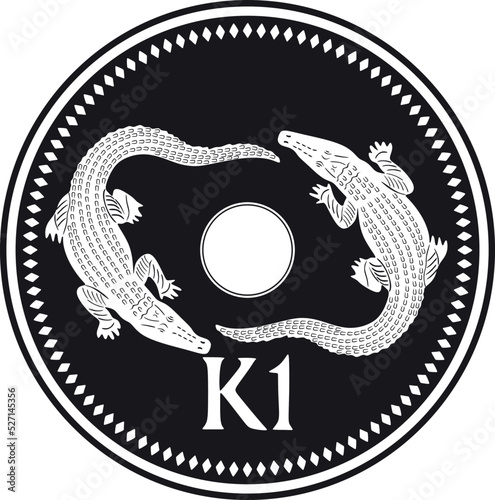 new guinea coin with crocodile handmade design vector