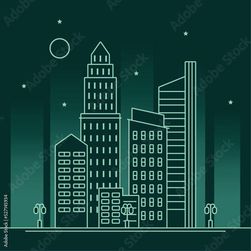 buildings city line green scene
