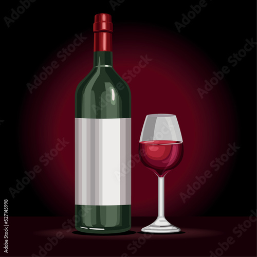 wine bottle and cup