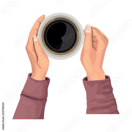hands with coffee airview