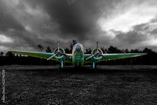 Tela A Lockheed Hudson Bomber rests in an open field in selective colour at the North Atlantic Aviation Museum in Gander, Newfoundland