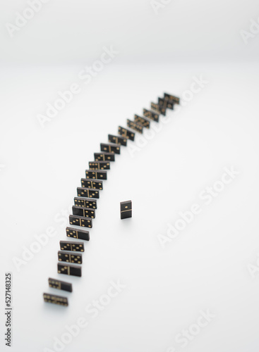 top view of a row of domino blocks