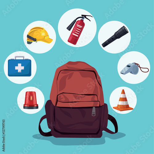 emergency tools around of bag