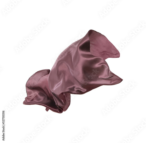 Beautiful delicate dusty rose silk floating on white background