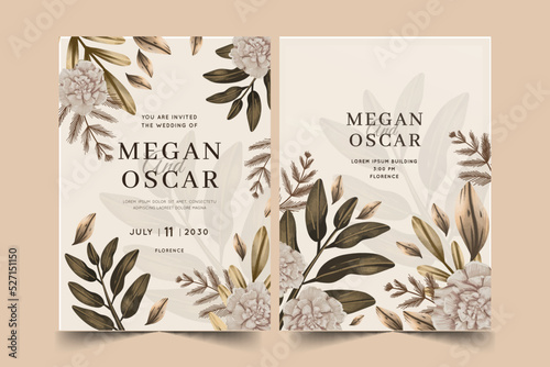 hand painted watercolor boho wedding invitation vector design illustration