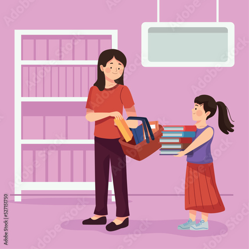 mon and daughter buying school supplies