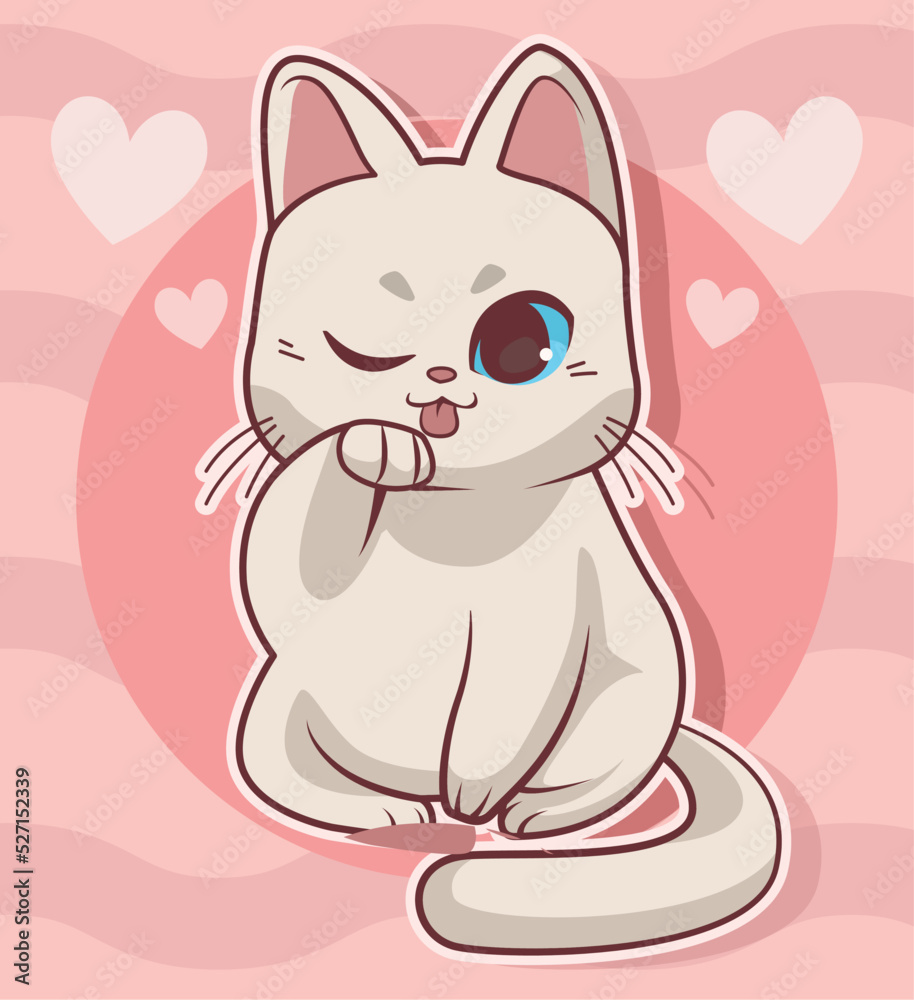 cute cat white with hearts cute cat white with hearts