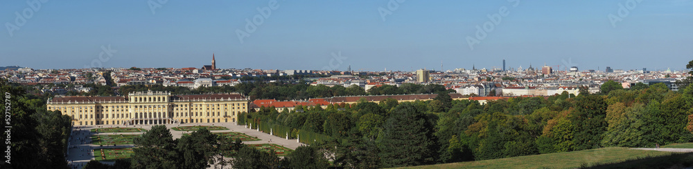 Panorama of Vienna with Schonbrunn Palace at left