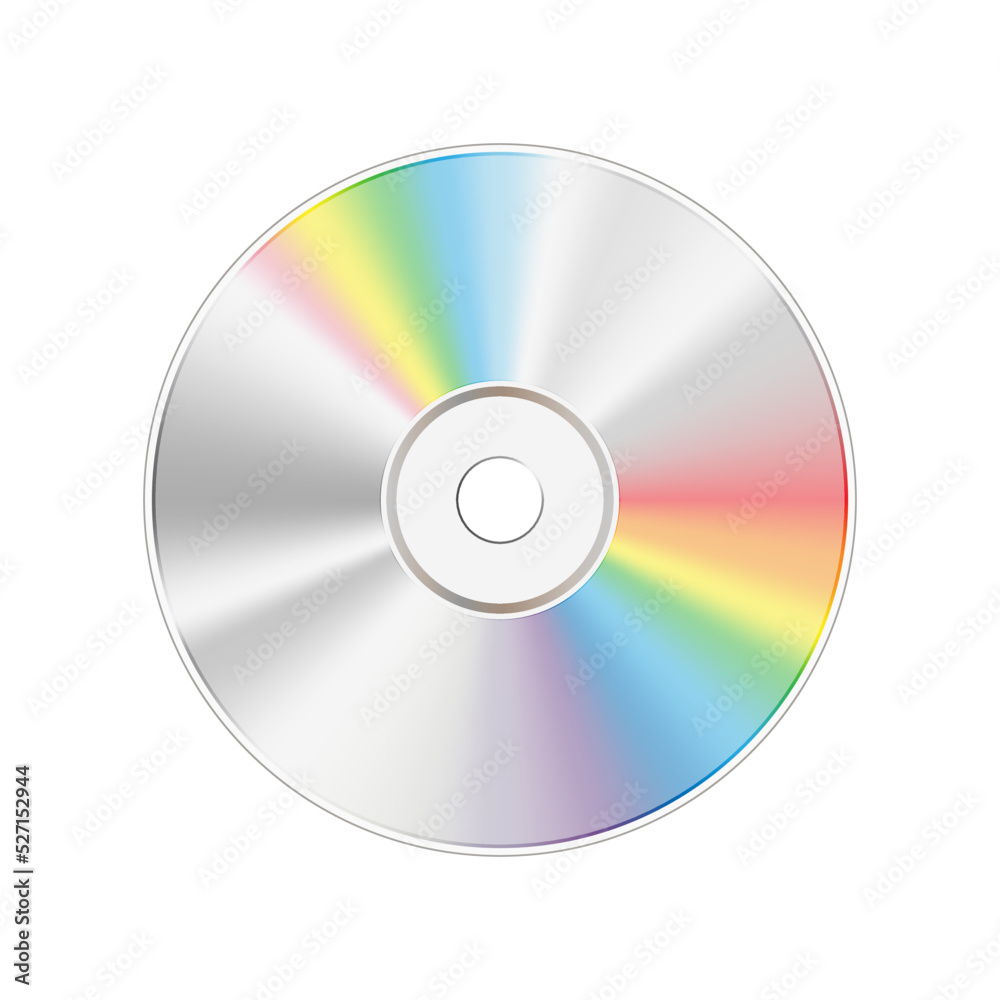 CD DVD disc. Shiny silver blue-ray audio and video storage. Vector illustration. stock realistic graphic image. Media technology CD DVD disc. Shiny silver blue-ray audio and video storage. Vector illustration. stock realistic graphic image. Media technology