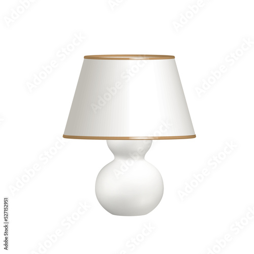 Home decor table lamp. Bedroom desk lighting. Vector image 3d illustration. Isolated lampshade stock image