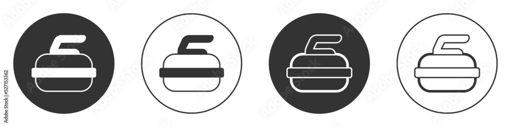 Black Stone for curling sport game icon isolated on white background. Sport equipment. Circle button. Vector Black Stone for curling sport game icon isolated on white background. Sport equipment. Circle button. Vector