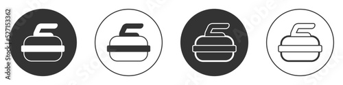 Black Stone for curling sport game icon isolated on white background. Sport equipment. Circle button. Vector