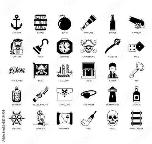 Set of Pirates thin line icons for any web and app project.