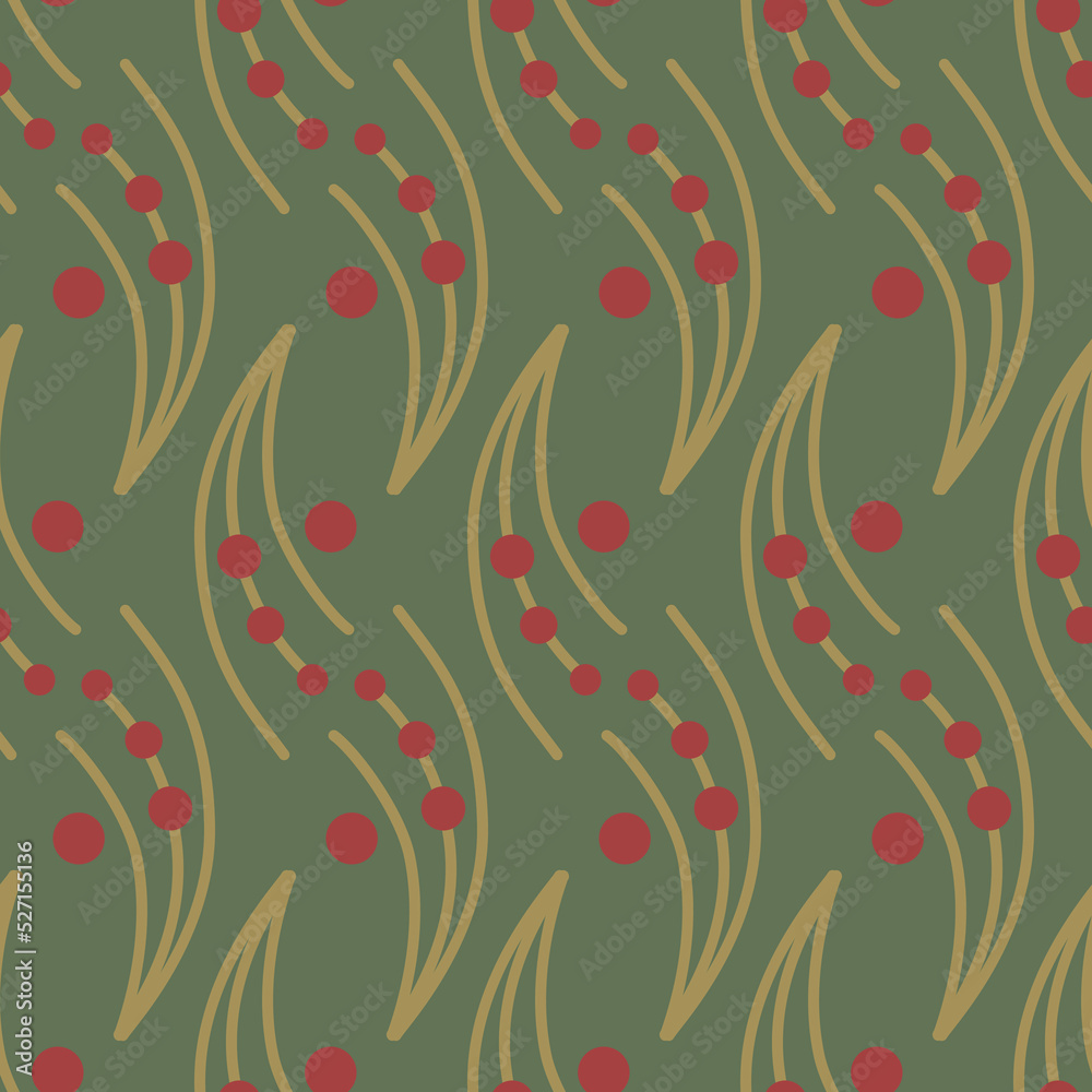 Abstract twig plant with berries botanical seamless pattern vector illustration abstract background