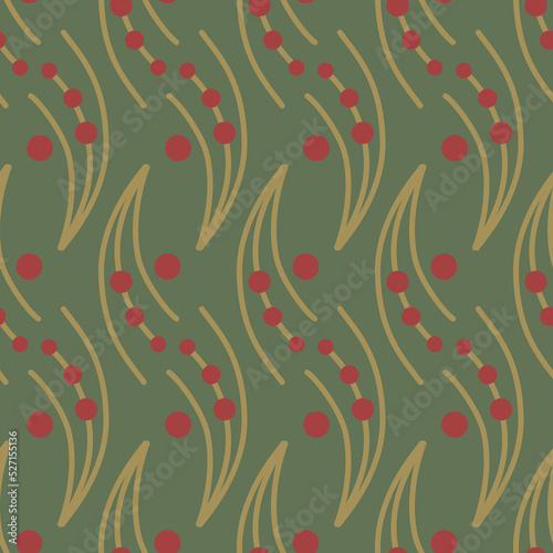 Abstract twig plant with berries botanical seamless pattern vector illustration abstract background