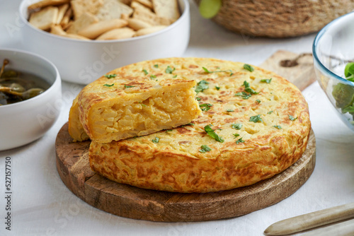 tortilla de patatas, Spanish omelette with potatoes, typical Spanish cuisine photo