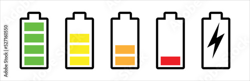 Battery icon. Battery charge flat icons. Battery charging, charge indicator. Vector battery power icon powerfully charged. Vector illustration