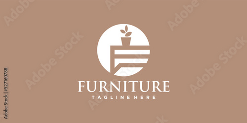 Minimalist furniture logo design with simple concept Premium Vector
