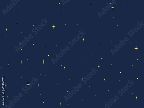 Cartoon night starry sky vector design. Simple dark blue space background with stars clipart. Cartoon starry pattern. Cosmic stars in darkness space vector, night sky constellations galaxy