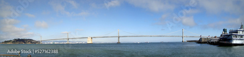 San Francisco side of Bay Bridge with Oakland in the distance Panoramic