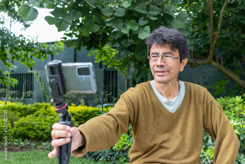 content creator video vlogger talking in front of camera