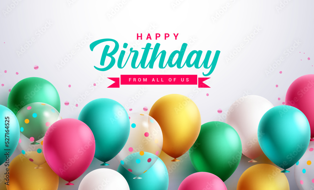 Birthday balloons vector design. Happy birthday greeting text with