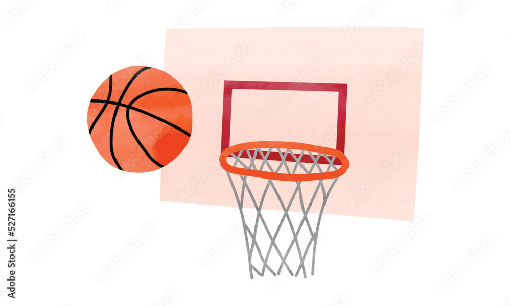 Basketball hoop clipart. Basketball goal watercolor style vector illustration isolated on white background. Basketball backboard with hoop cartoon vector design. Basketball hoop isolated drawing