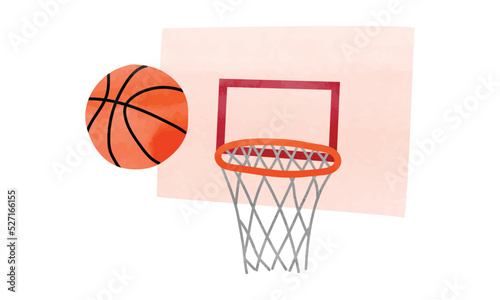 Basketball hoop clipart. Basketball goal watercolor style vector illustration isolated on white background. Basketball backboard with hoop cartoon vector design. Basketball hoop isolated drawing