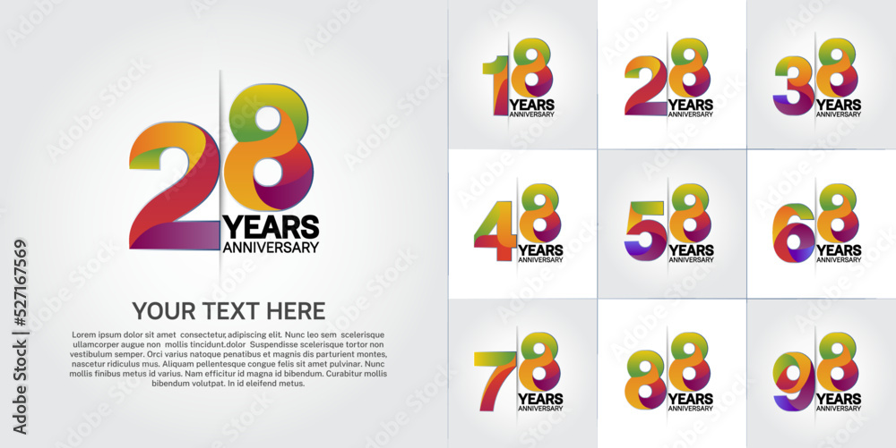 Fototapeta premium set of anniversary with colorful color for use on celebration event