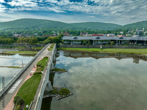 Repurposed former bridge turned into a park over the chemung river in Corning New York photo