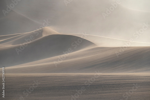 Windswept desert sand dunes in Xinjiang, China