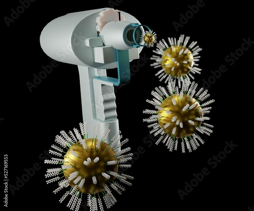 Tableau sur toile Gene gun is used to deliver DNA coated with gold particulates by shooting into t
