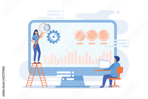 CRO analyst and specialist increase customers percentage. Conversion rate optimization, digital marketing system, lead attraction marketing concept. flat vector modern illustration