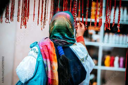 portrait of unidentified ecuadorian people dressed with traditional costumes