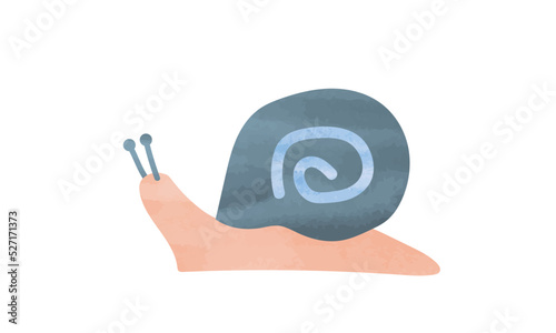 Cute snail watercolor illustration isolated on white background. Snail clipart, simple hand drawn watercolor. Snail doodle cartoon style vector design. Snail minimalist drawing