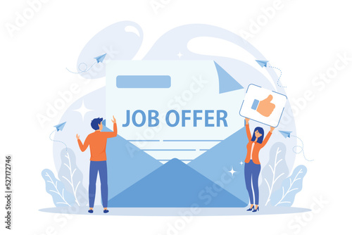 Successful business deal. Employee hiring, recruiting service. Job offer letter, international volunteer program, permanent contract concept. flat vector modern illustration