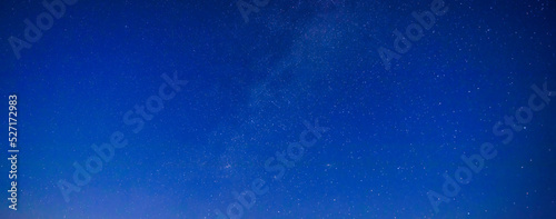 Starry sky, night landscape. View of the Milky Way galaxy.