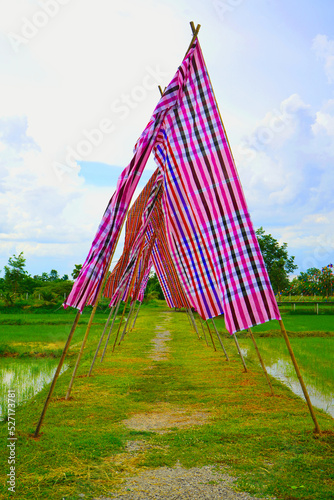 Decorated with loincloths that are useful in Thai wisdom in the rice fields.                              