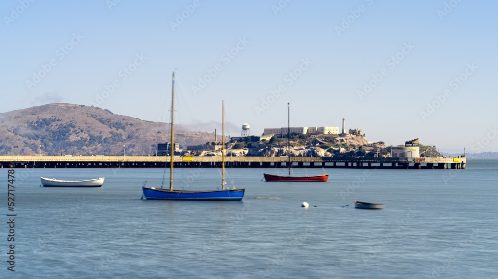Wooden boats in the San Francisco Bay.