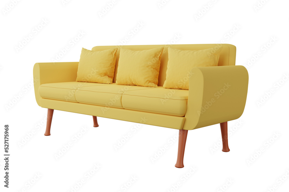 Fototapeta premium Yellow sofa Modern style sofa in the living room rendering 3d illustration png file