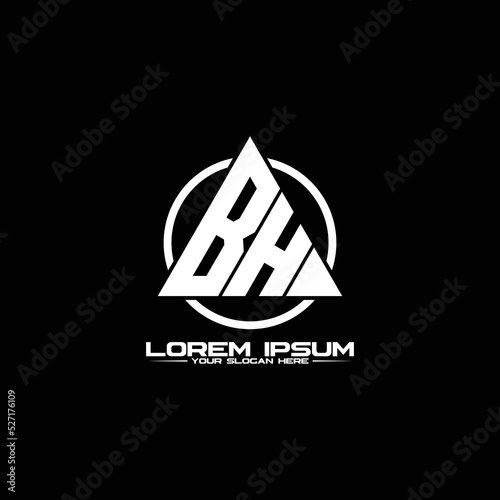 Letter BH triangle logo design vector