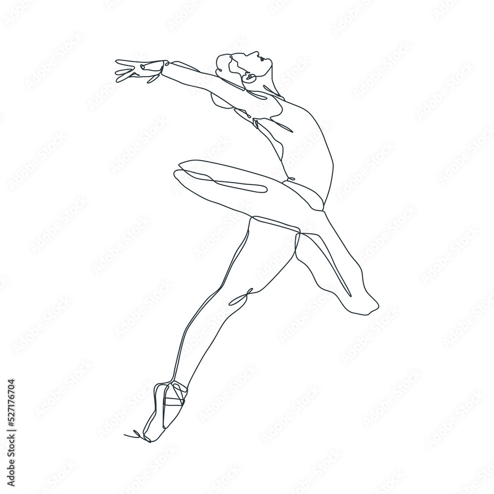 Fototapeta premium continuous line illustration of ballet dancer
