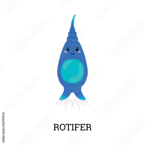 Rotifer sea plankton cartoon character flat vector illustration isolated. photo