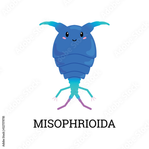 Misophrioida sea plankton organism character flat vector illustration isolated. photo