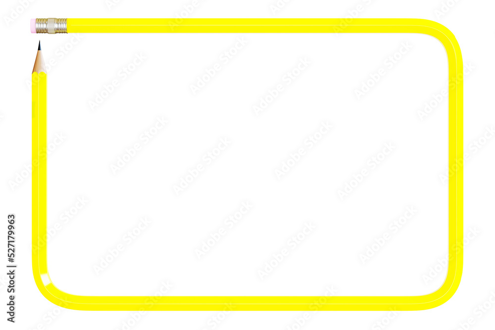 3D Pencil in a Frame Shaped Continuous Line Isolated on White Background 3D Pencil in a Frame Shaped Continuous Line Isolated on White Background