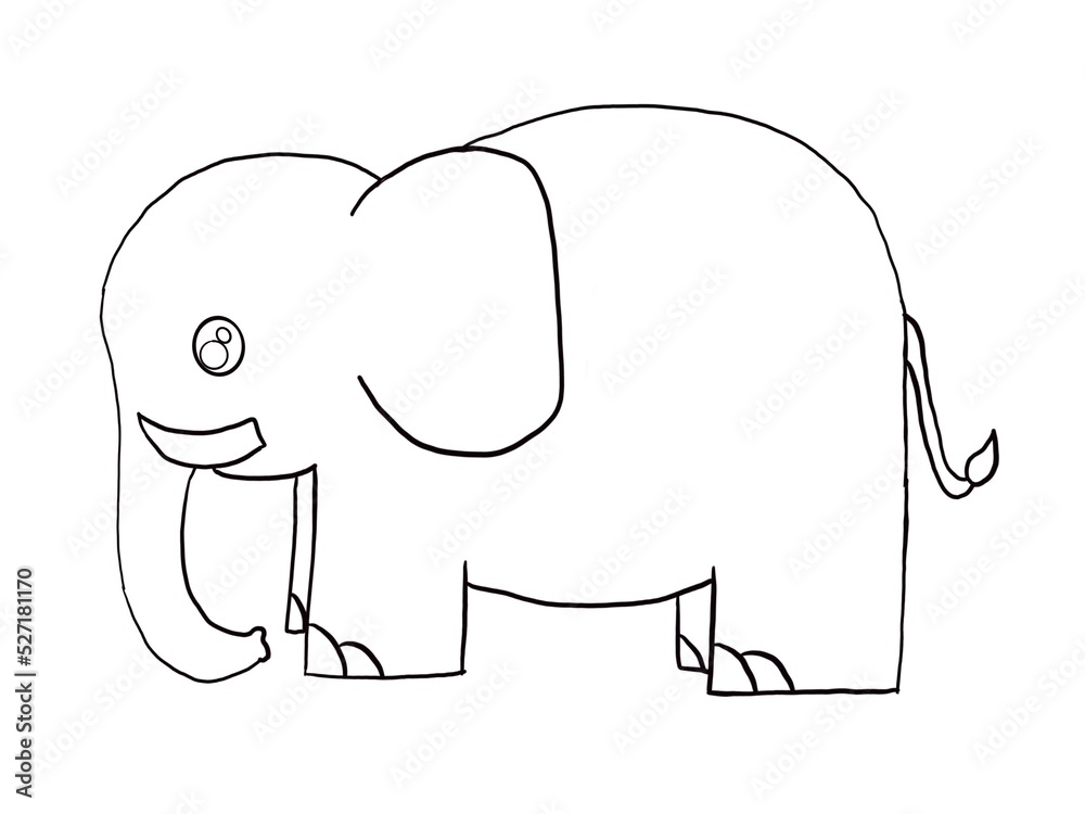 A drawing of the elephant with no color.