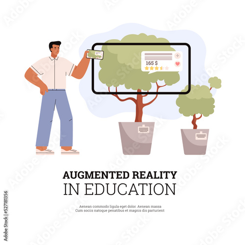 Banner about augmented reality flat style, vector illustration