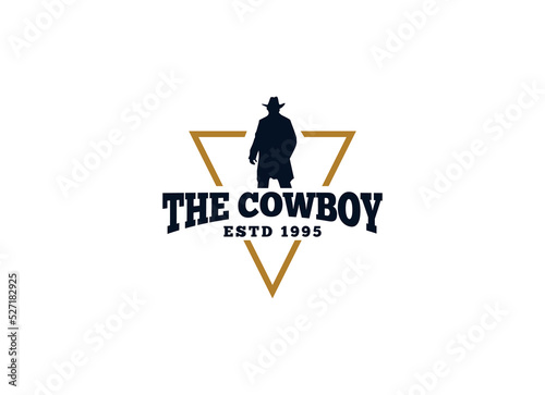 The Cowboy logo in vintage style. Hat cowboy logo vector.