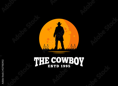 The Cowboy logo in vintage style. Hat cowboy logo vector.